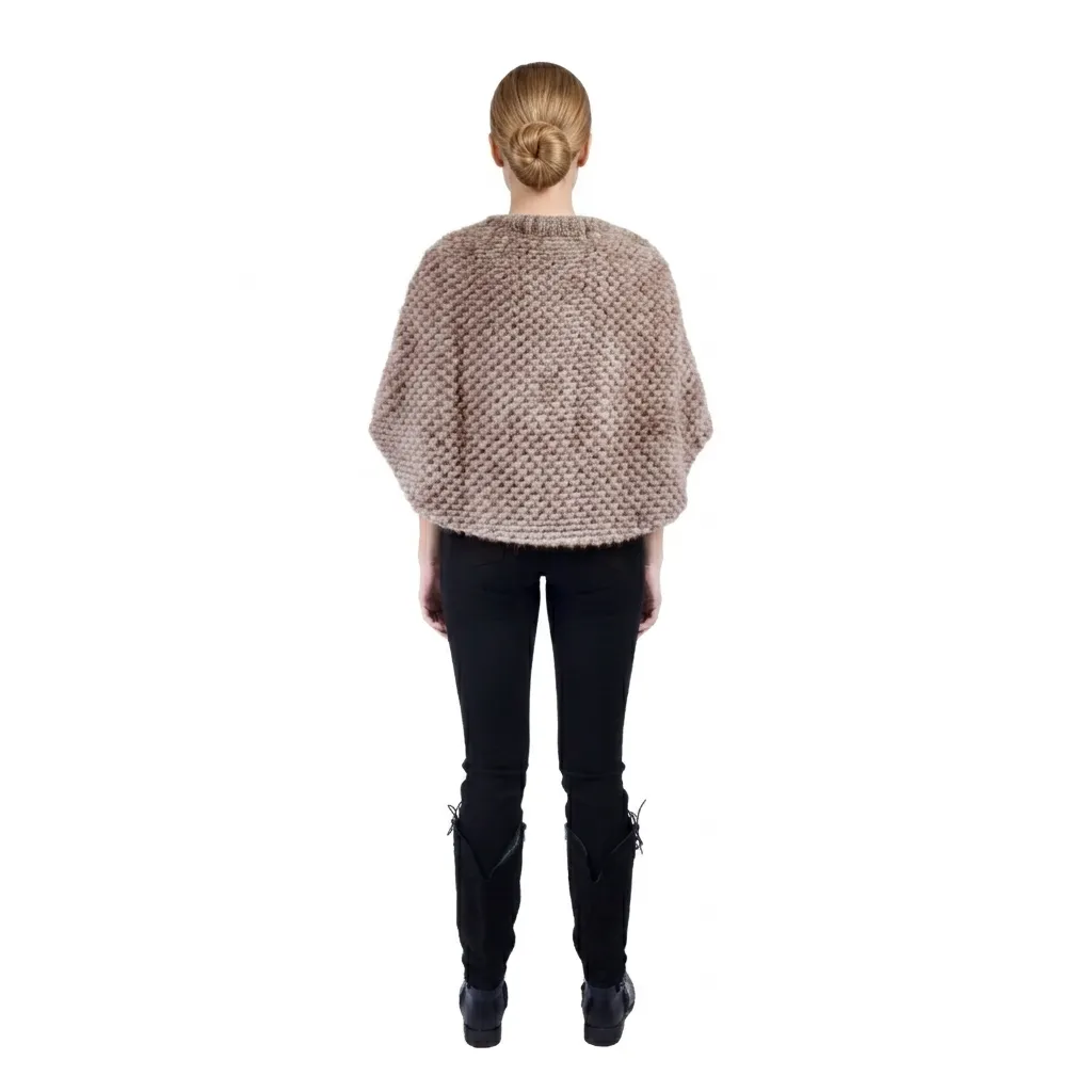 Long front cape mink & rabbit 1-52 52cm -champagne.webp