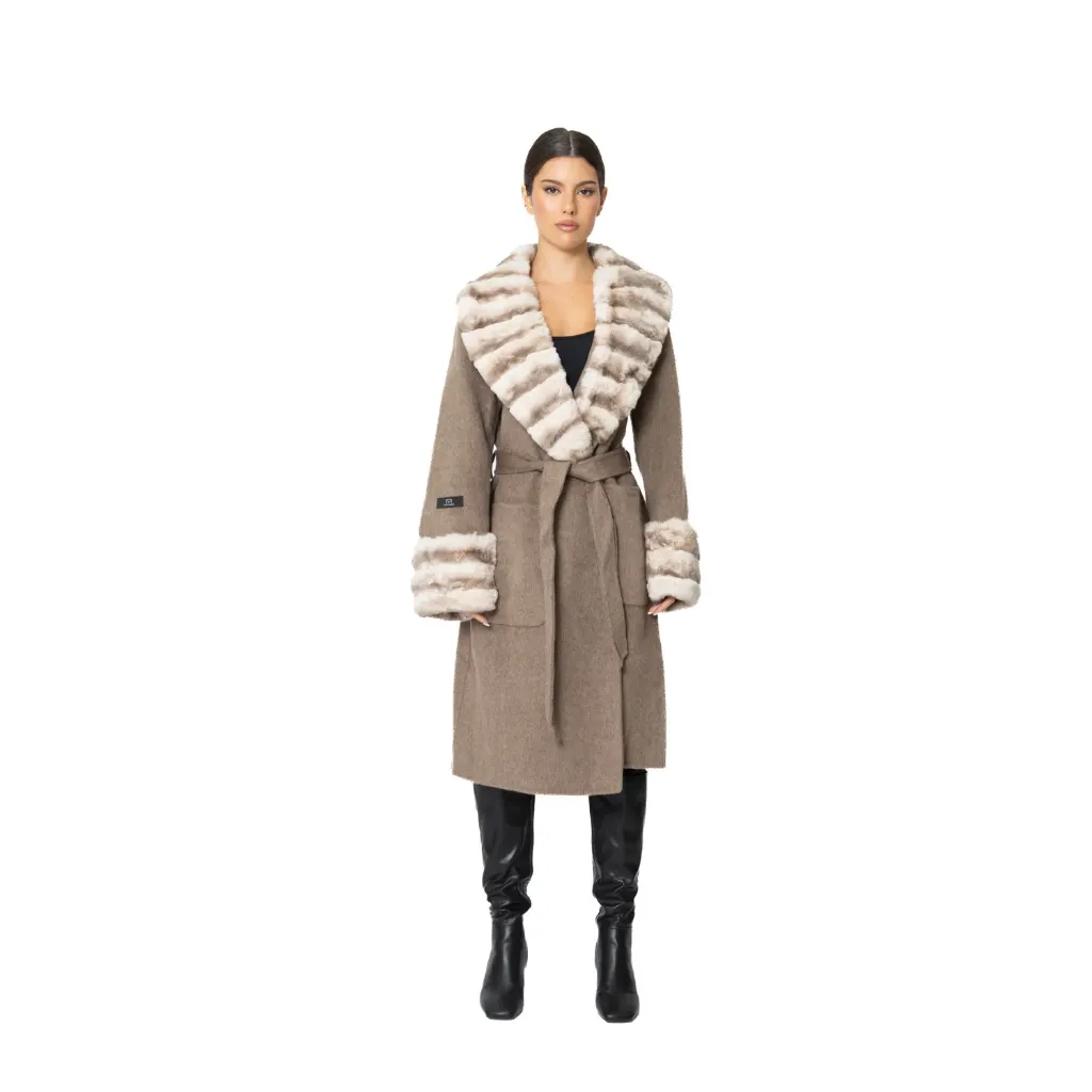 Cashmere with Wool and Rex Rabbit Fur Big Smooking 100cm