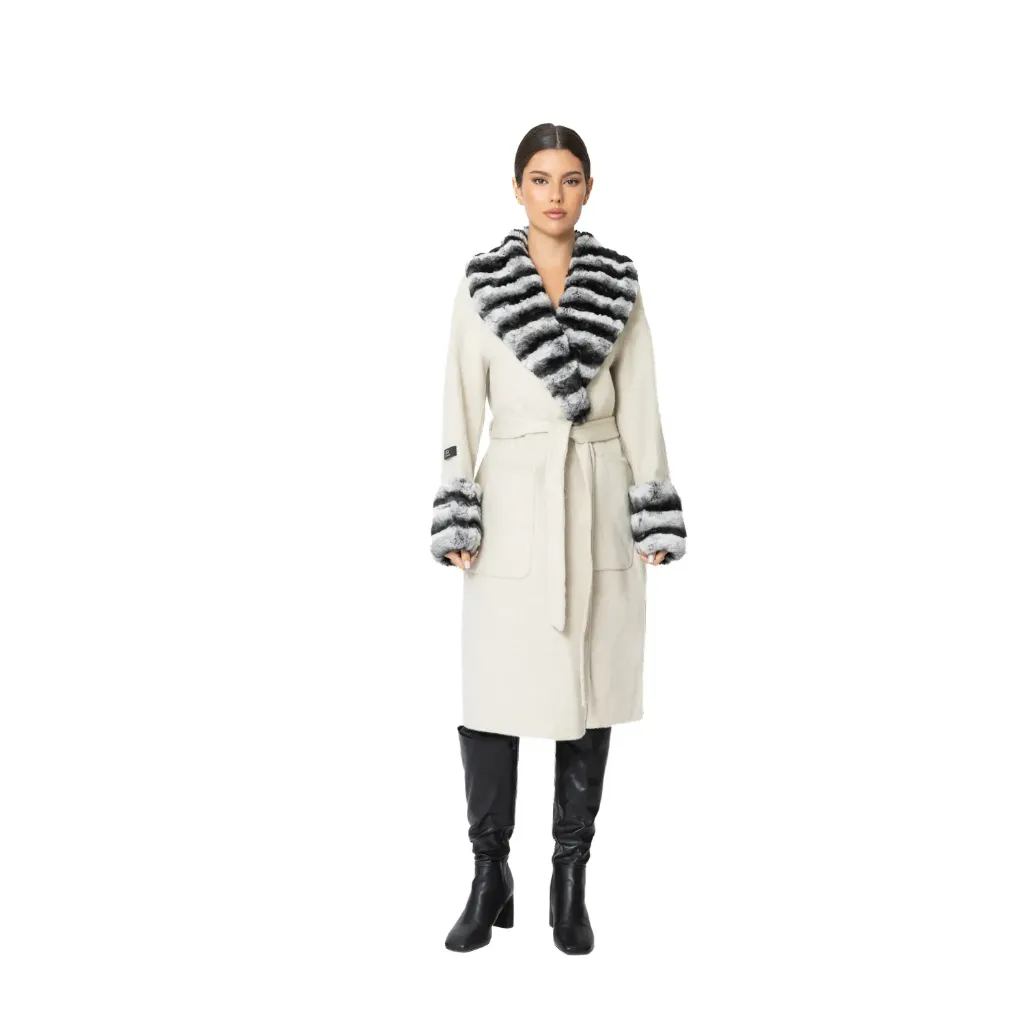 Cashmere with Wool and Rex Rabbit Fur Big Smooking 100cm