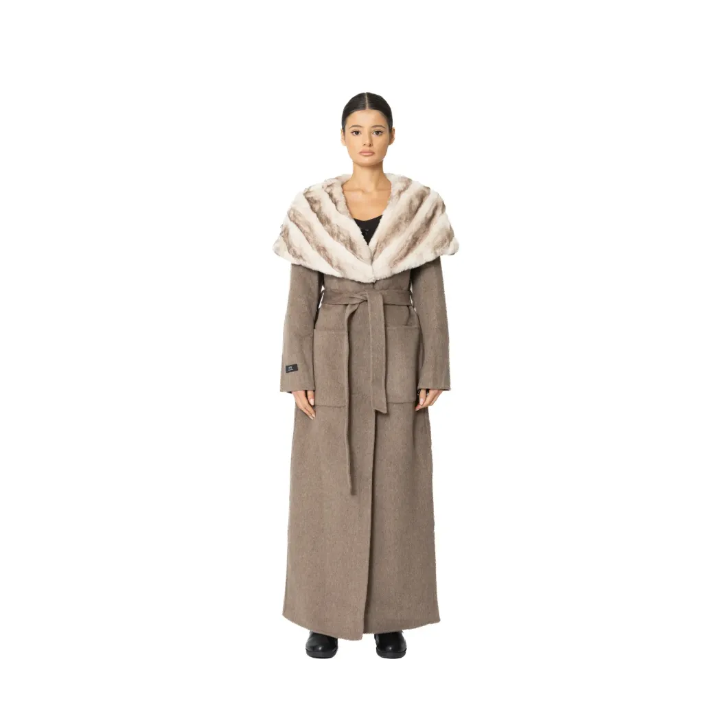 Cashmere with Wool and Rex Rabbit Fur - Cape Style 135cm
