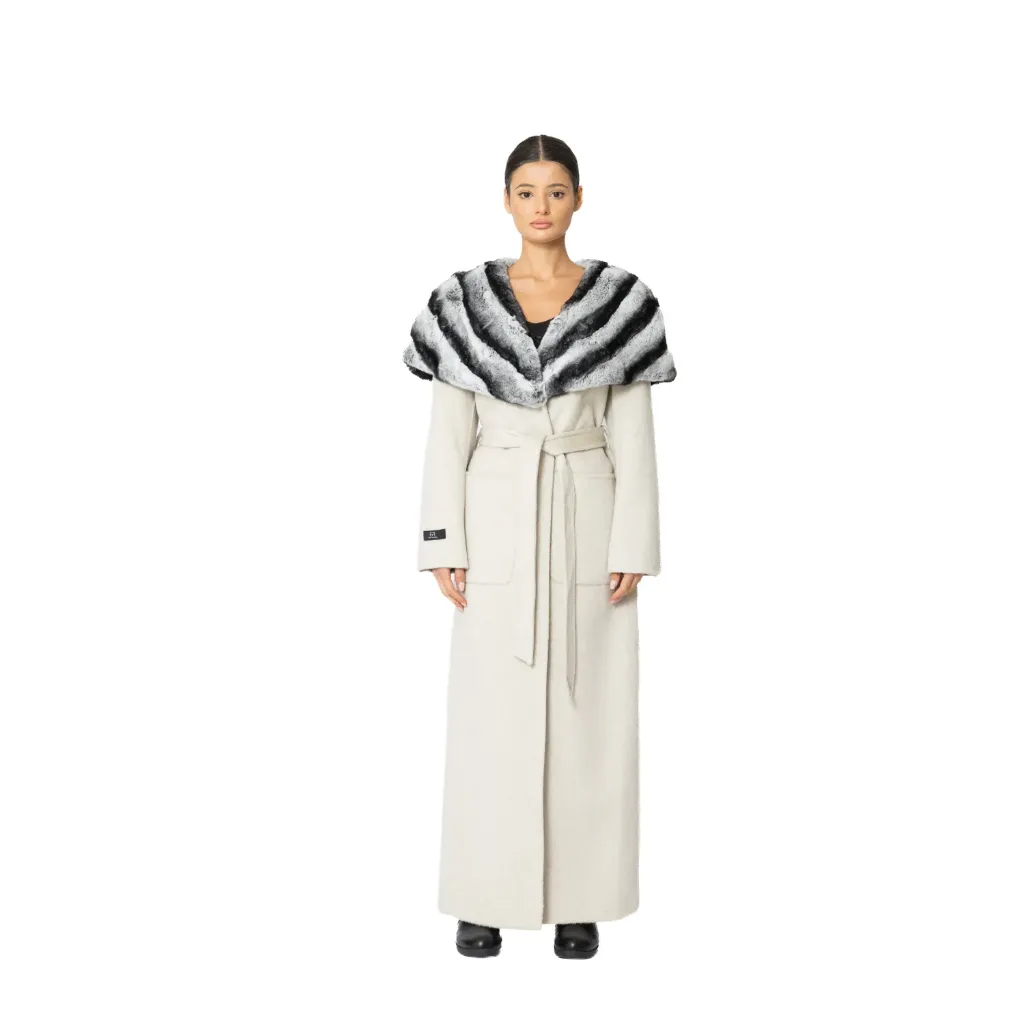 Cashmere with Wool and Rex Rabbit Fur - Cape Style 135cm