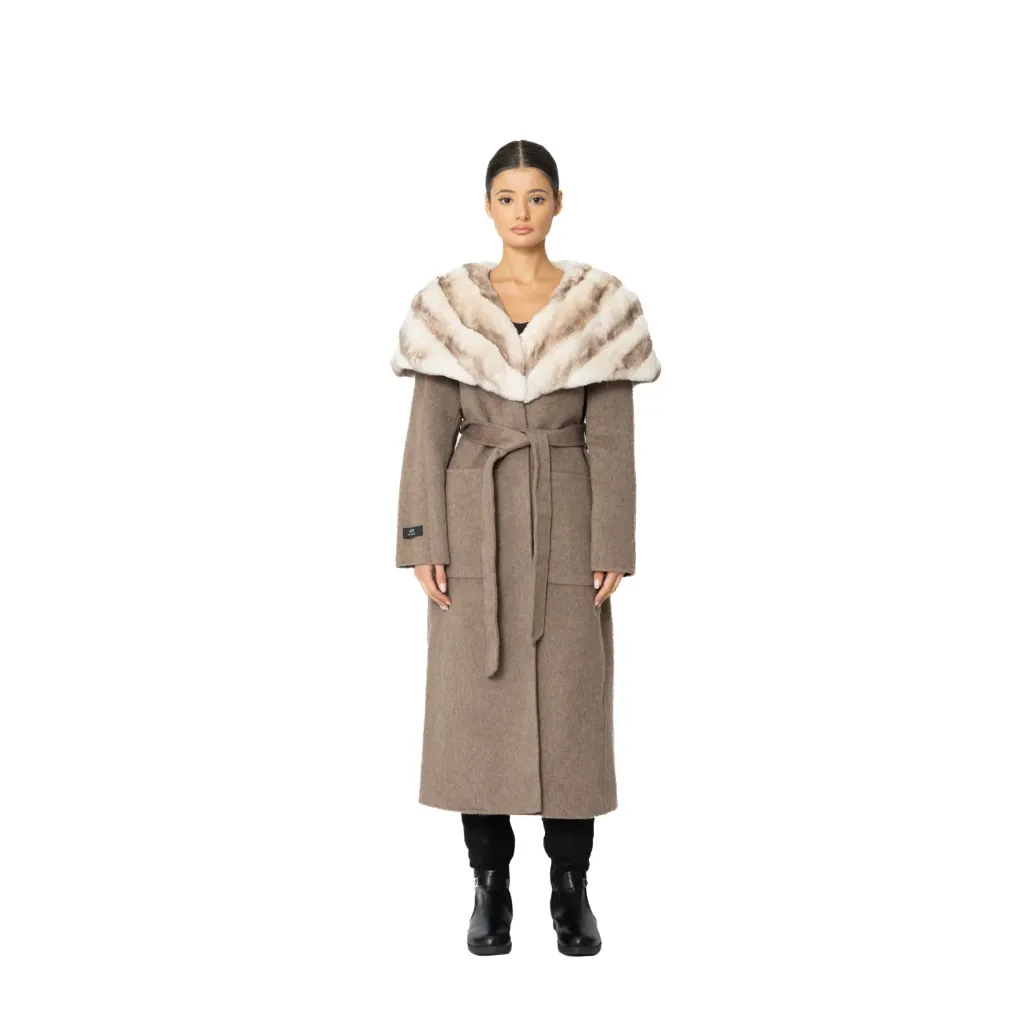 Cashmere with Wool and Rex Rabbit Fur - Cape Style 115cm