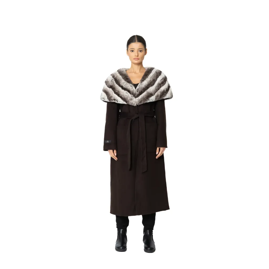 Cashmere with Wool and Rex Rabbit Fur - Cape Style 115cm