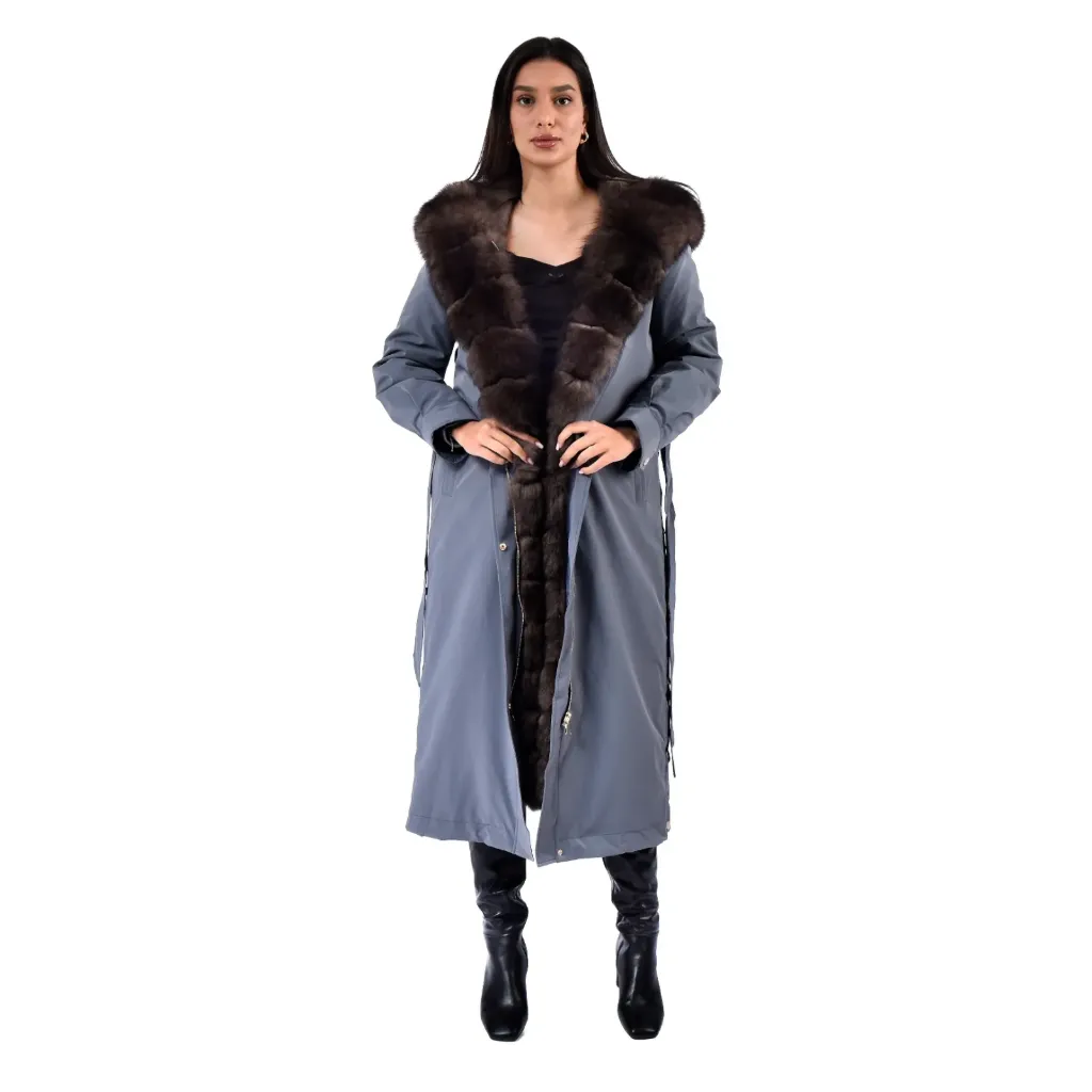 جاكيت مطري القلبه  فرو الثعلب والبطانه  فرو الارنب  الطول 120 cm