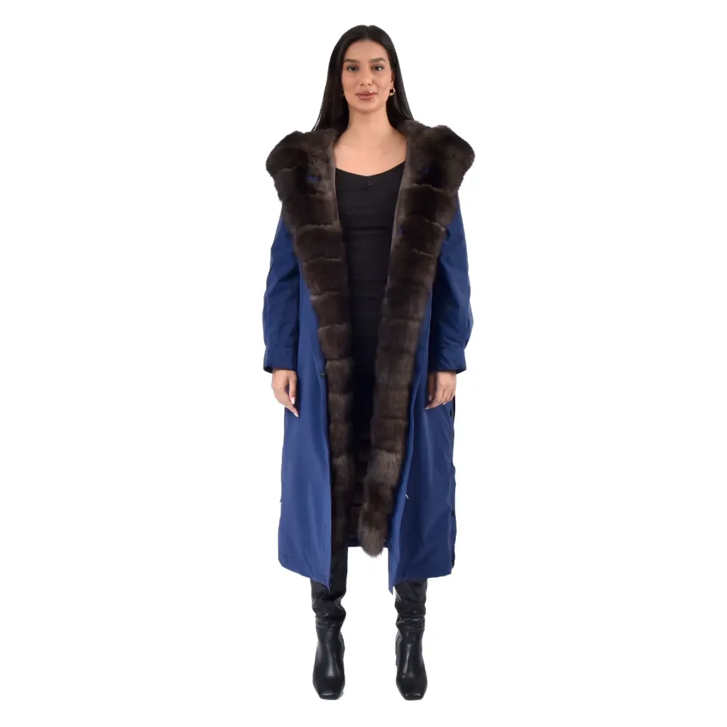 Raincoat Jacket With Fox and Rex Rabbit Fur 120cm