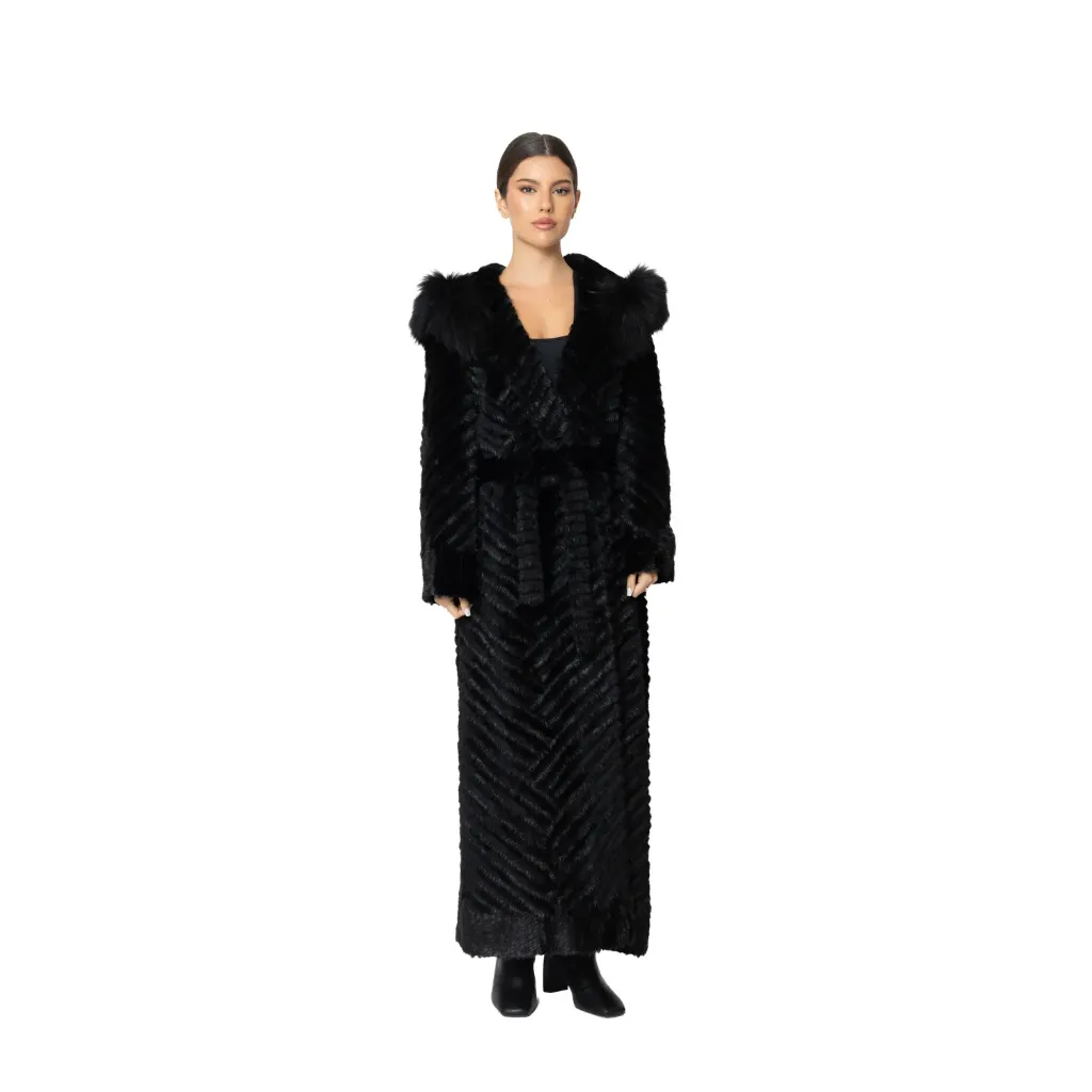 Jacket Hood with Mink, Fox and Rex Rabbit Fur 135cm - 5477-A