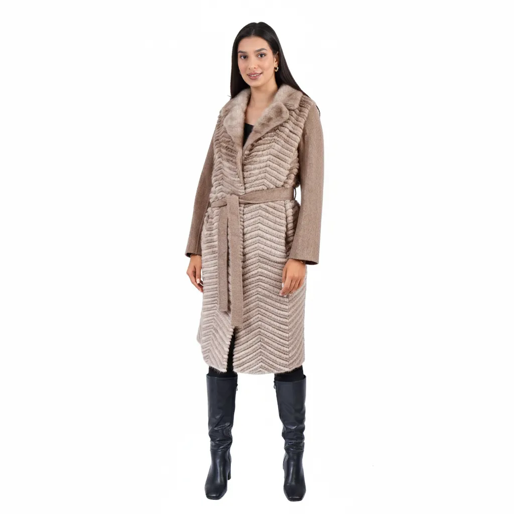 Jacket Cashmere with Mink and Rex Rabbit Fur 110cm