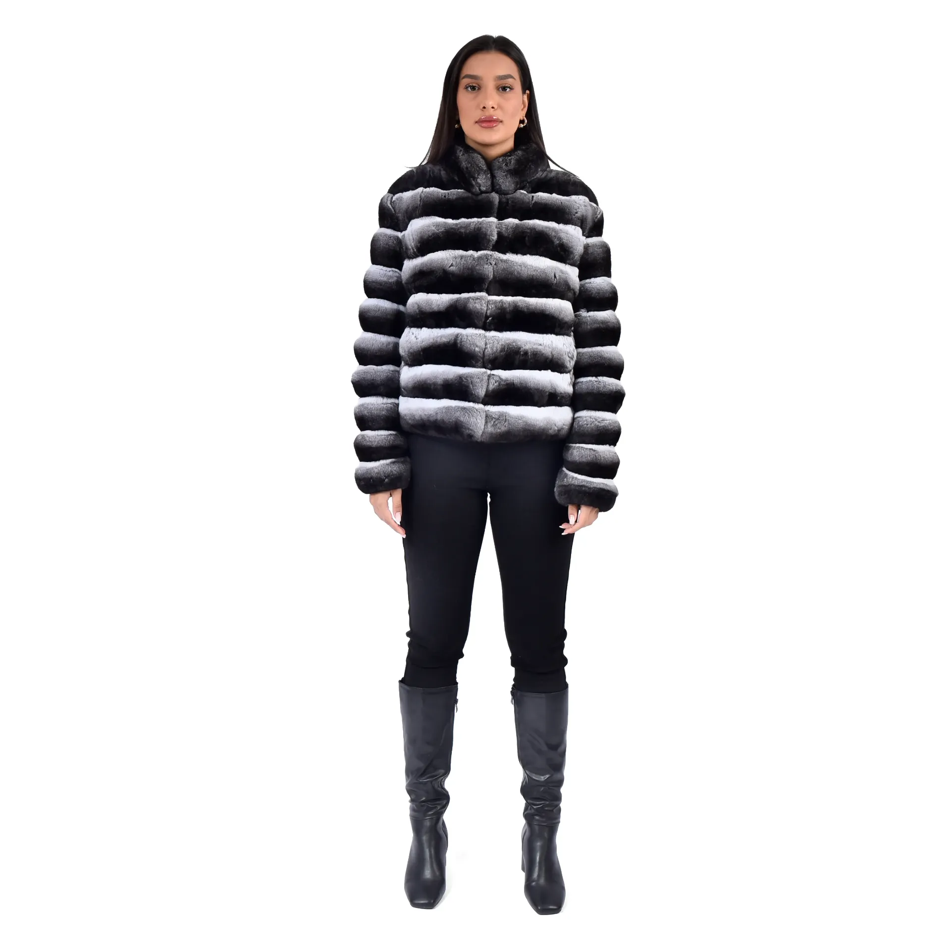 Jacket With Chinchilla Fur - Classic - 55cm