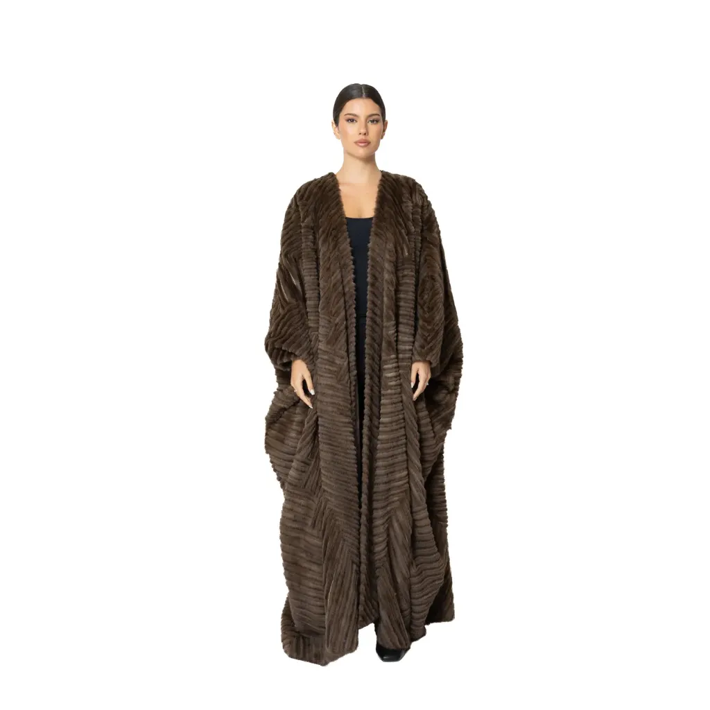 BISHT WITH MINK AND REX RABBIT FUR  135cm