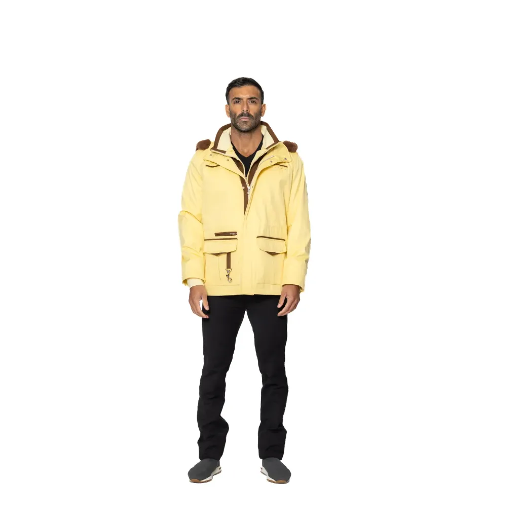 Raincoat Jacket With Cotton Lining And Rex Rabbit Hood - 027A