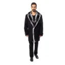 Fabric Jacket  With Cotton Lining And Chinchilla Fur - 0100