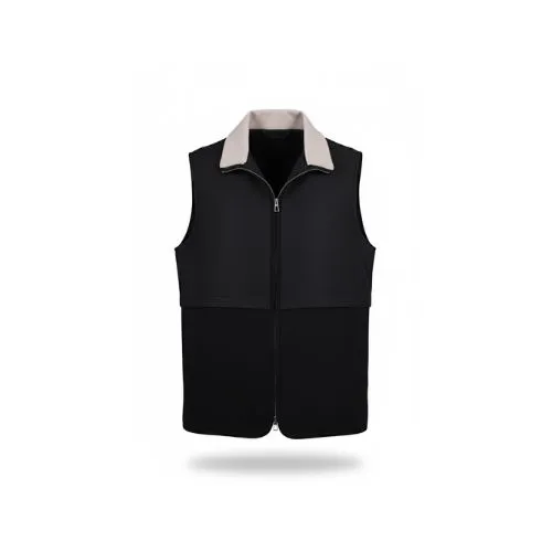 Fabric Vest  With Polyester Lining And High Neck With Fur Rex Rabbit - 006