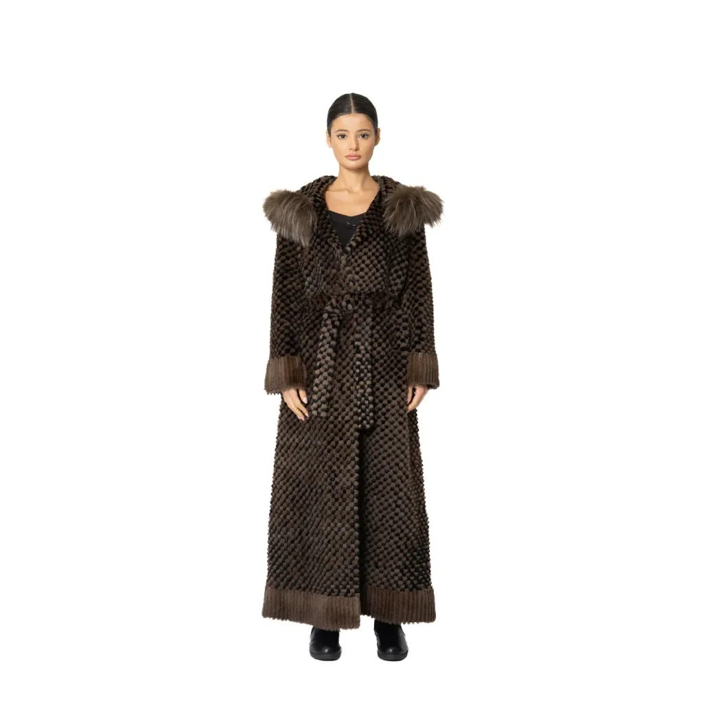 Jacket Hood with Mink, Fox and Rex Rabbit Fur 135cm - 5477-C