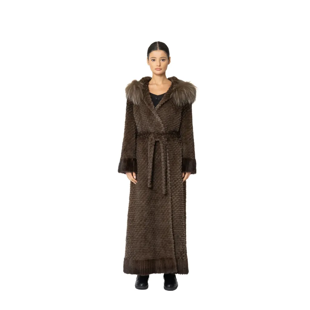 Jacket Hood with Mink, Fox and Rex Rabbit Fur 135cm - 5477-C