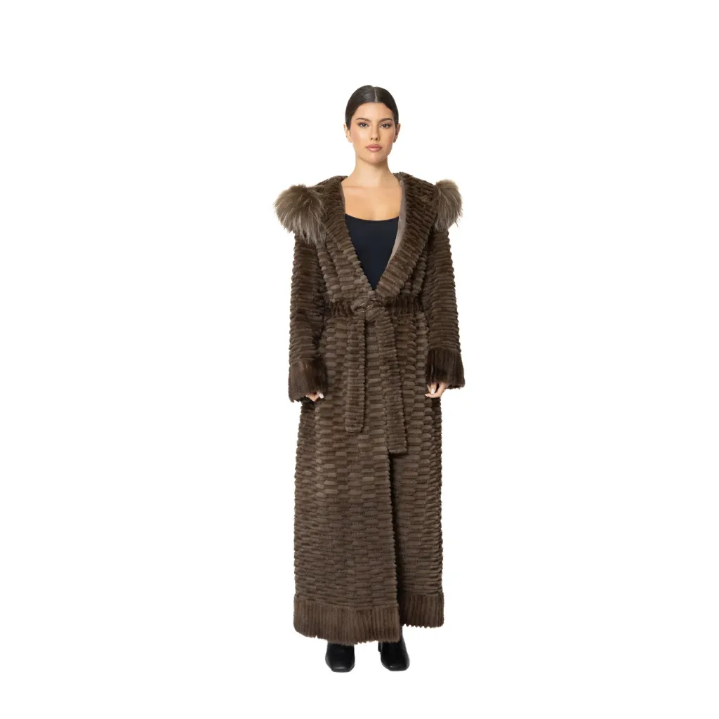 Jacket Hood with Mink, Fox and Rex Rabbit Fur 135cm- 5477-B