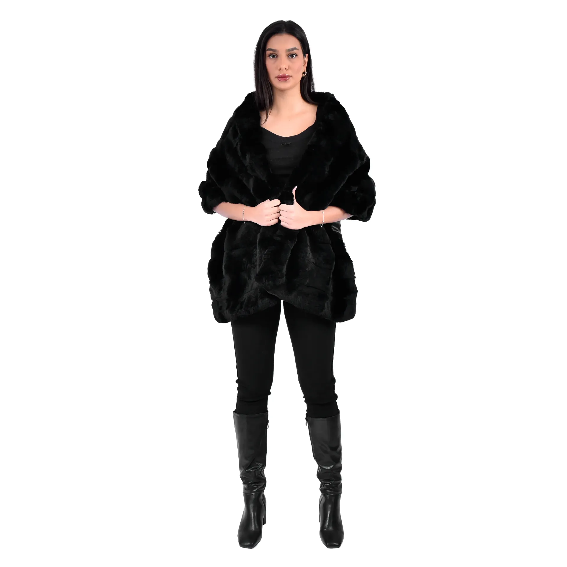 سكارف فرو الارنب ( ركس ربت ) استايل الشنشلا المقاسcm 45*cm 180