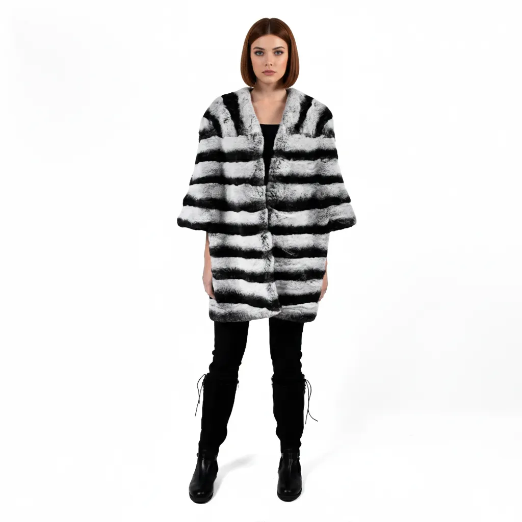 [8001610] Rex Rabbit Long Front Cape (BLACK REX)