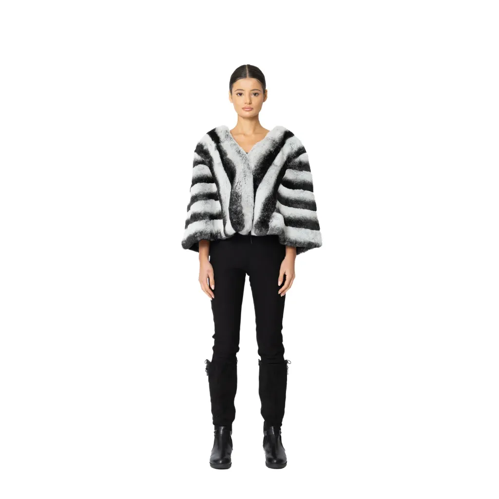 [8001613] Rex Rabbit Stole Cape (BLACK REX)