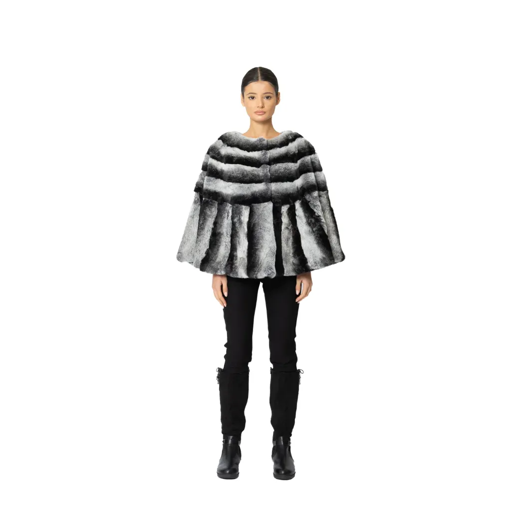 [8001616] كيب فرو الارنب استايل الشنشلا (BLACK REX)