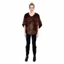 Long Front Cape With Mink and Rex Rabbit Fur 52cm- 1-52A