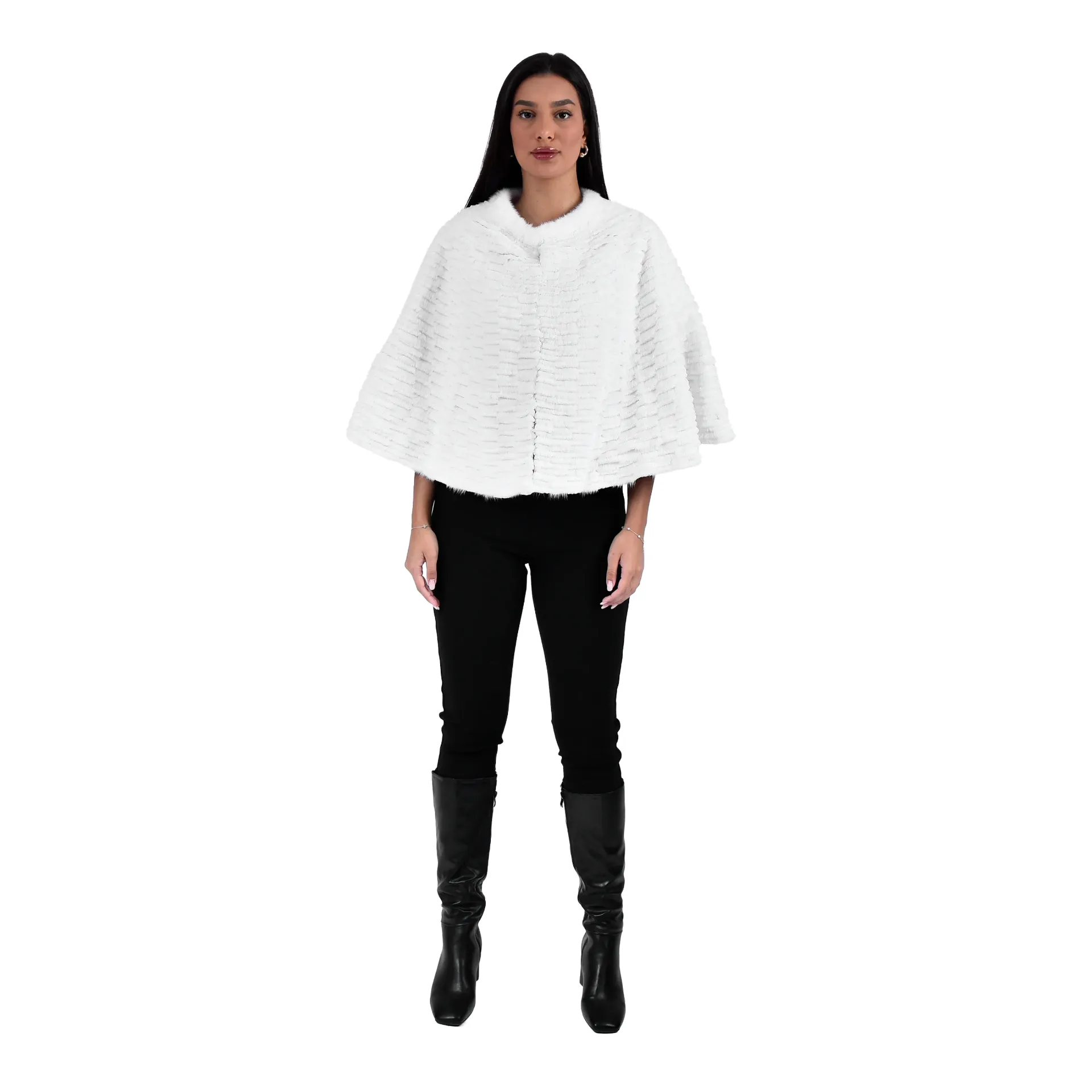 [700952] وشاح (كيب )  فرو المنك والارنب  (WHITE C)