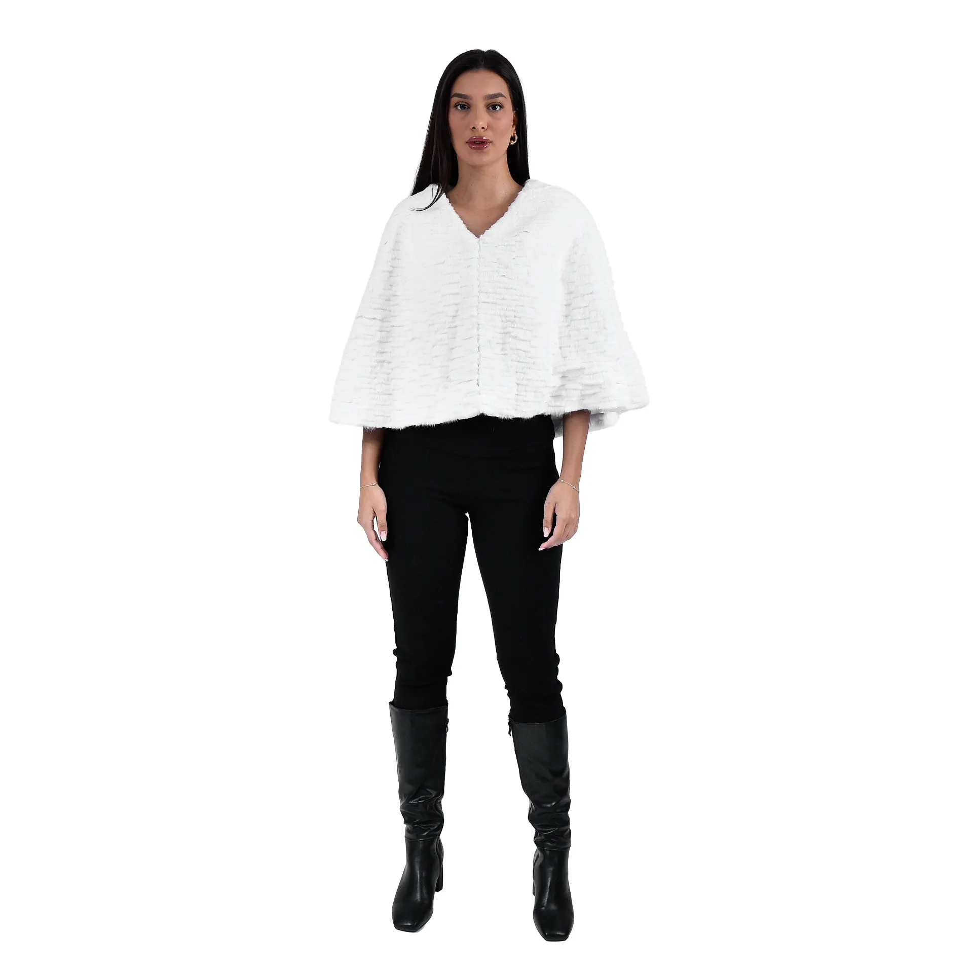 Stole Cape With Mink and Rex Rabbit Fur 55cm- 1-53A