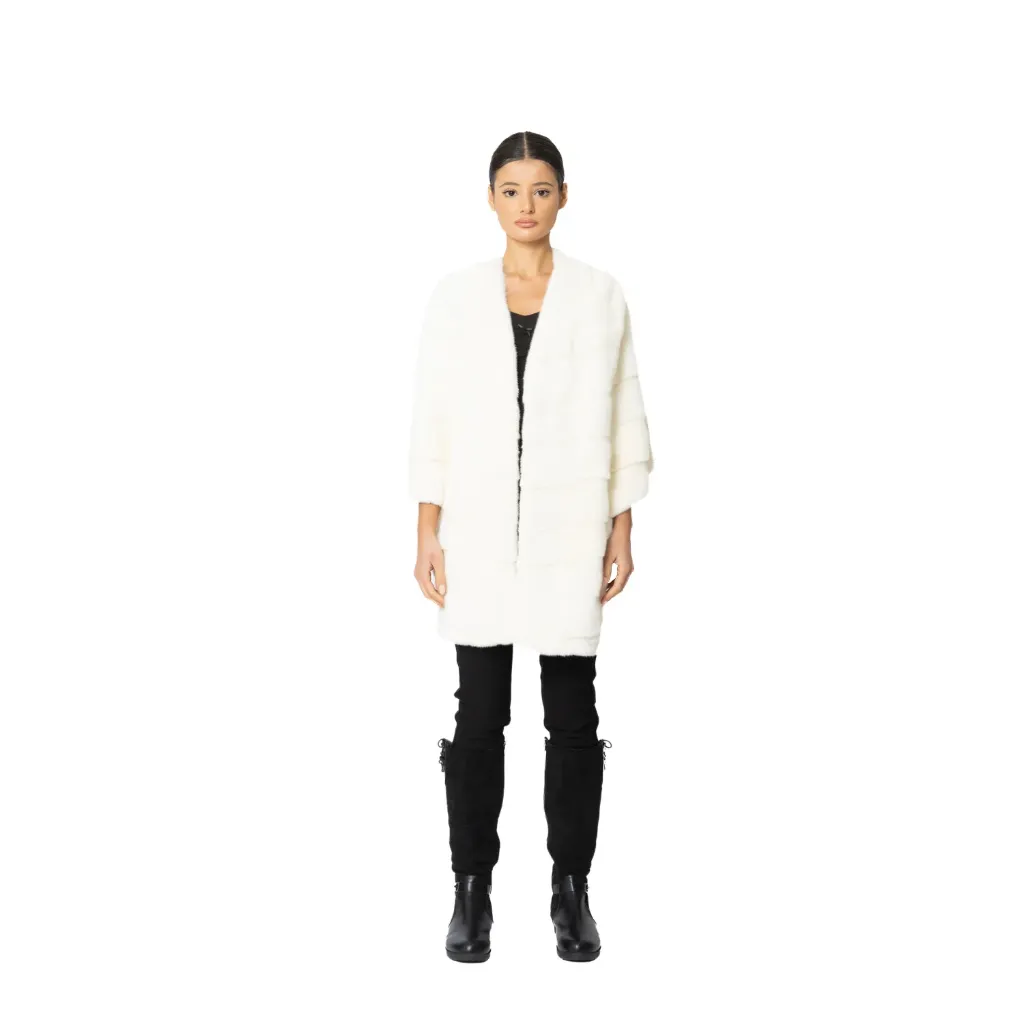 Long Front Cape With Mink Fur
