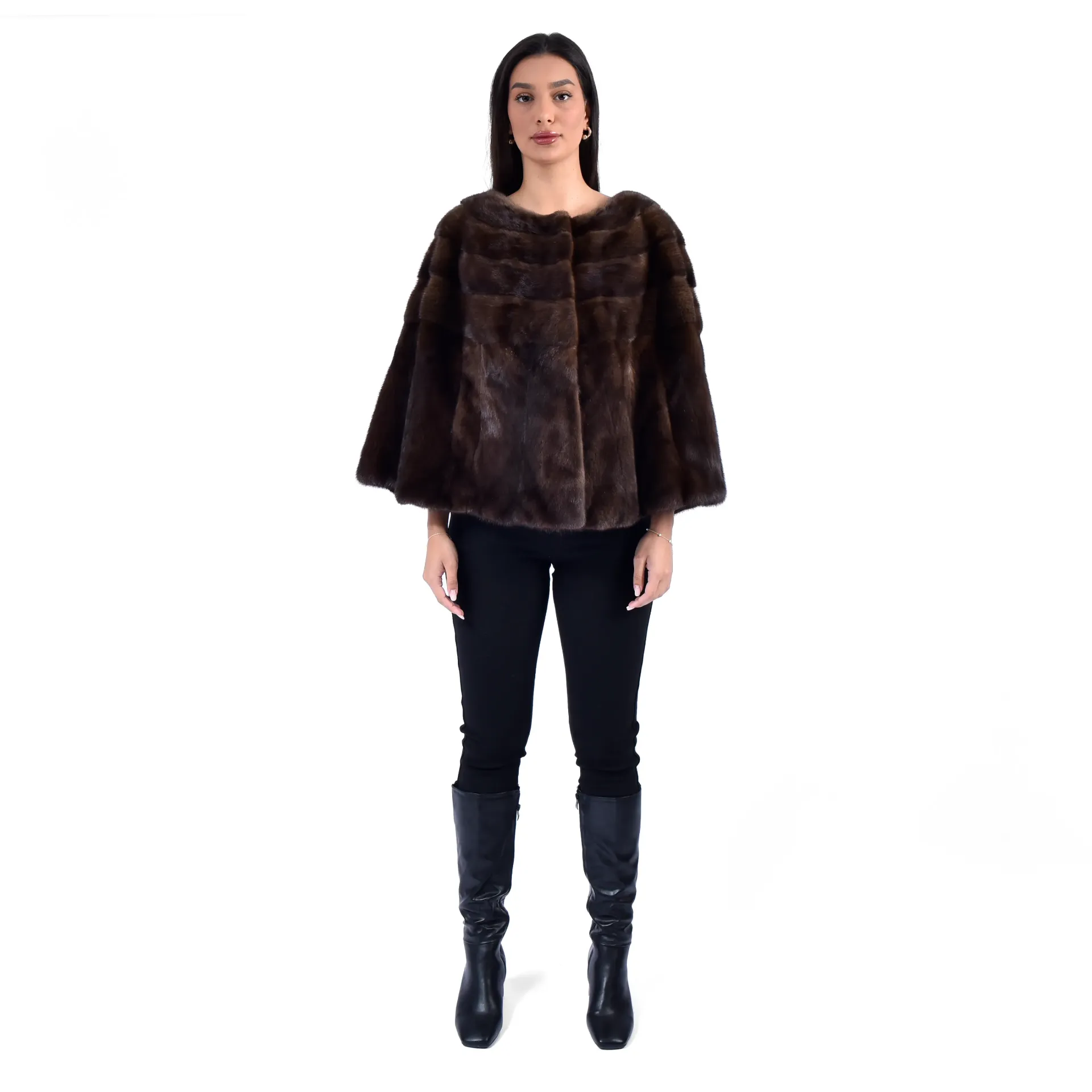 [7001033] وشاح (كيب ) فرو المنك الكندي (BROWN MINK)