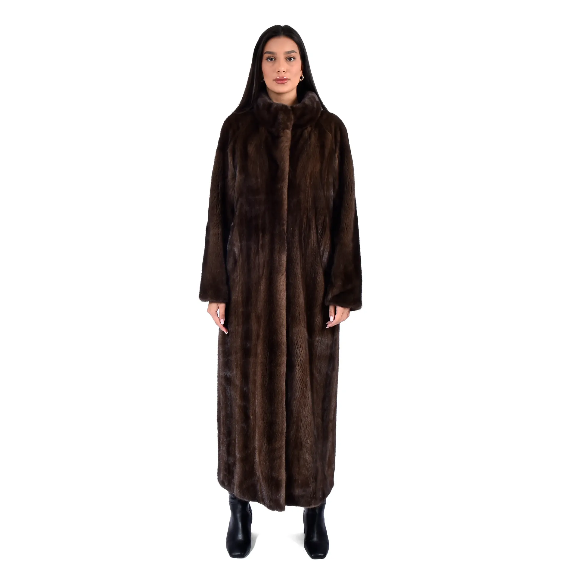 [7001067] Jacket With Mink Fur -  Straight Line - 135cm (BROWN MINK, S)