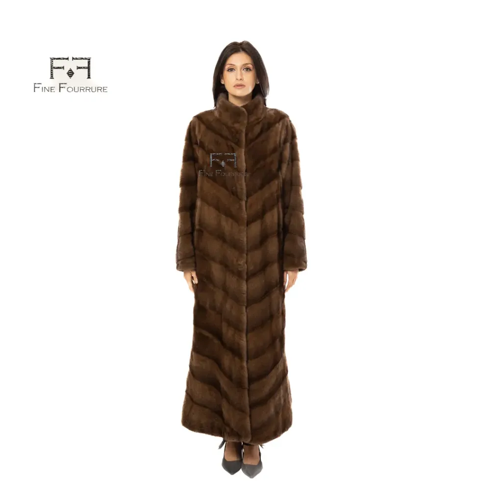 [7001232] جاكيت فرو المنك الكندي  الطول  135 cm (BROWN MINK, S)