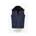 Fabric Vest With Cotton Lining And Fur Rex Rabbit With High Neck - 004