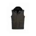 Fabric Vest With Cotton Lining And Fur Rex Rabbit With High Neck - 004
