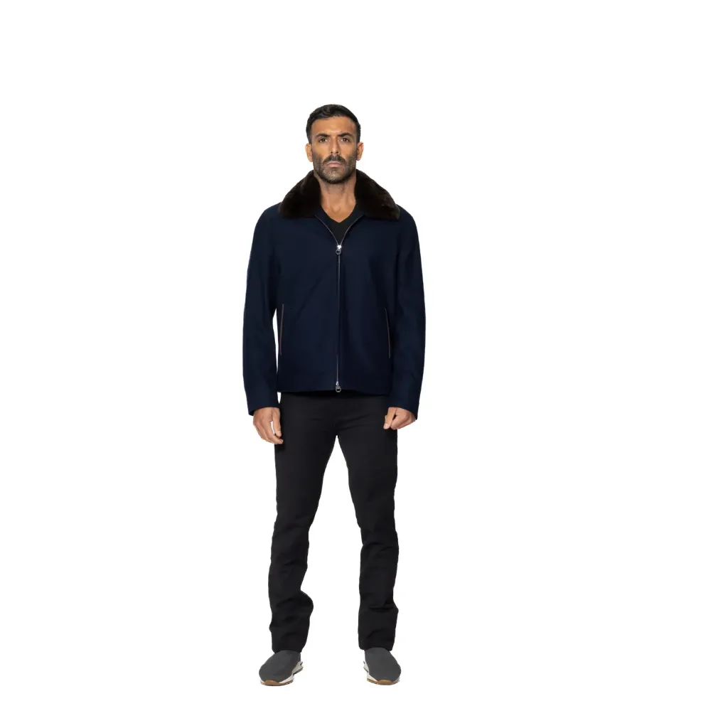 Fabric Jacket With Cotton Lining And High Neck With Rex Rabbit - 025