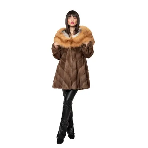 Jacket With Mink and Fox Fur- 85cm