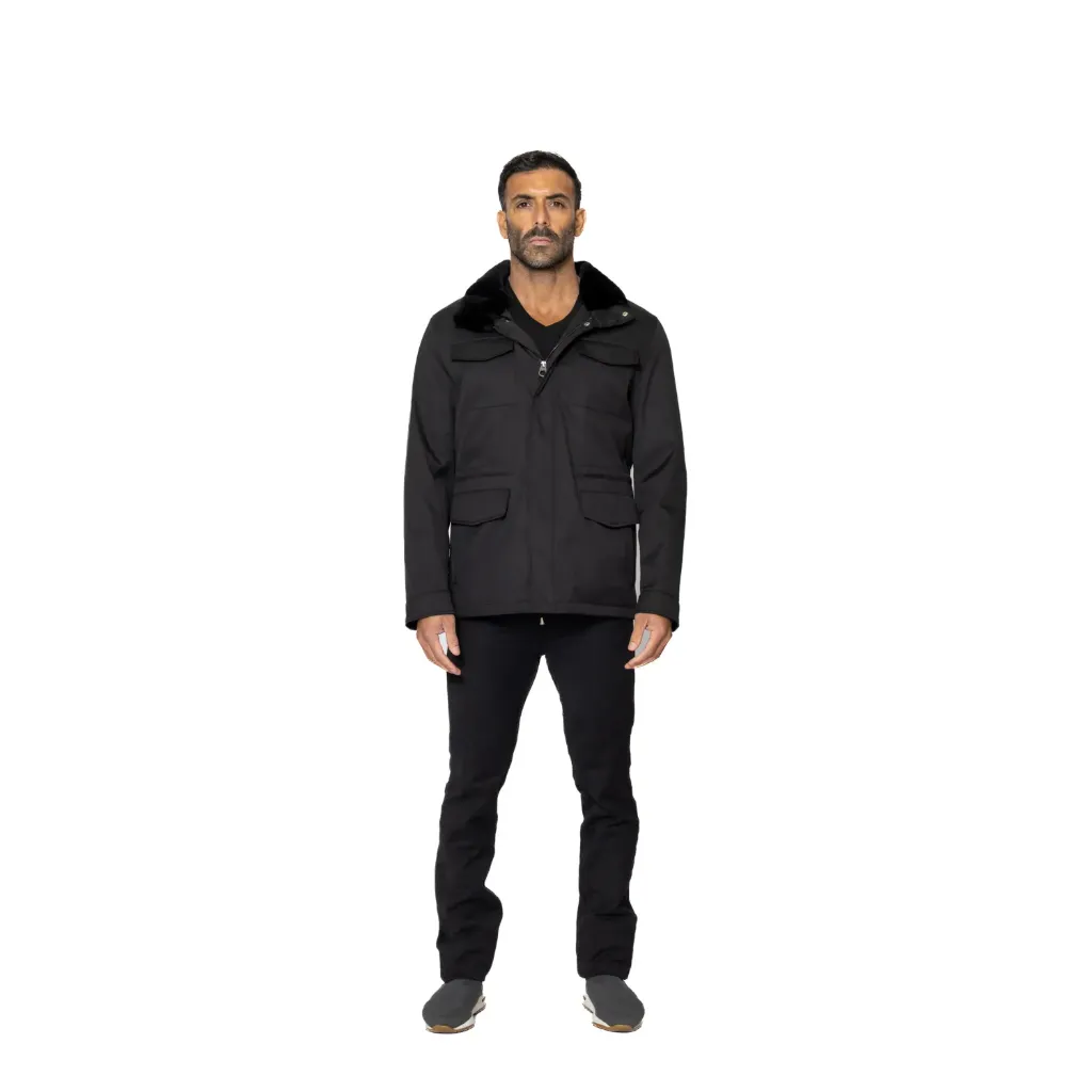Raincoat Jacket With Rex Rabbit Fur Lining - 0012