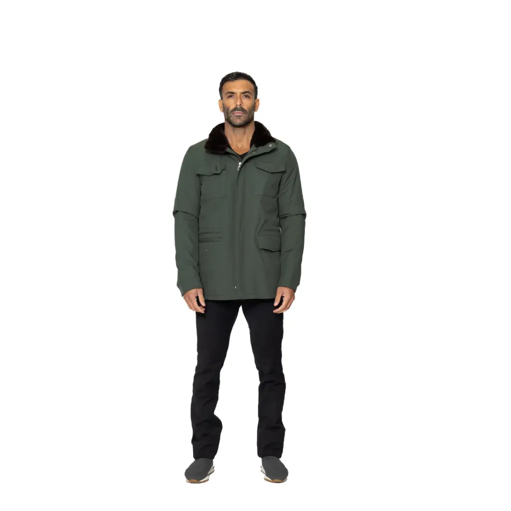 Raincoat Jacket With Rex Rabbit Fur Lining - 0012