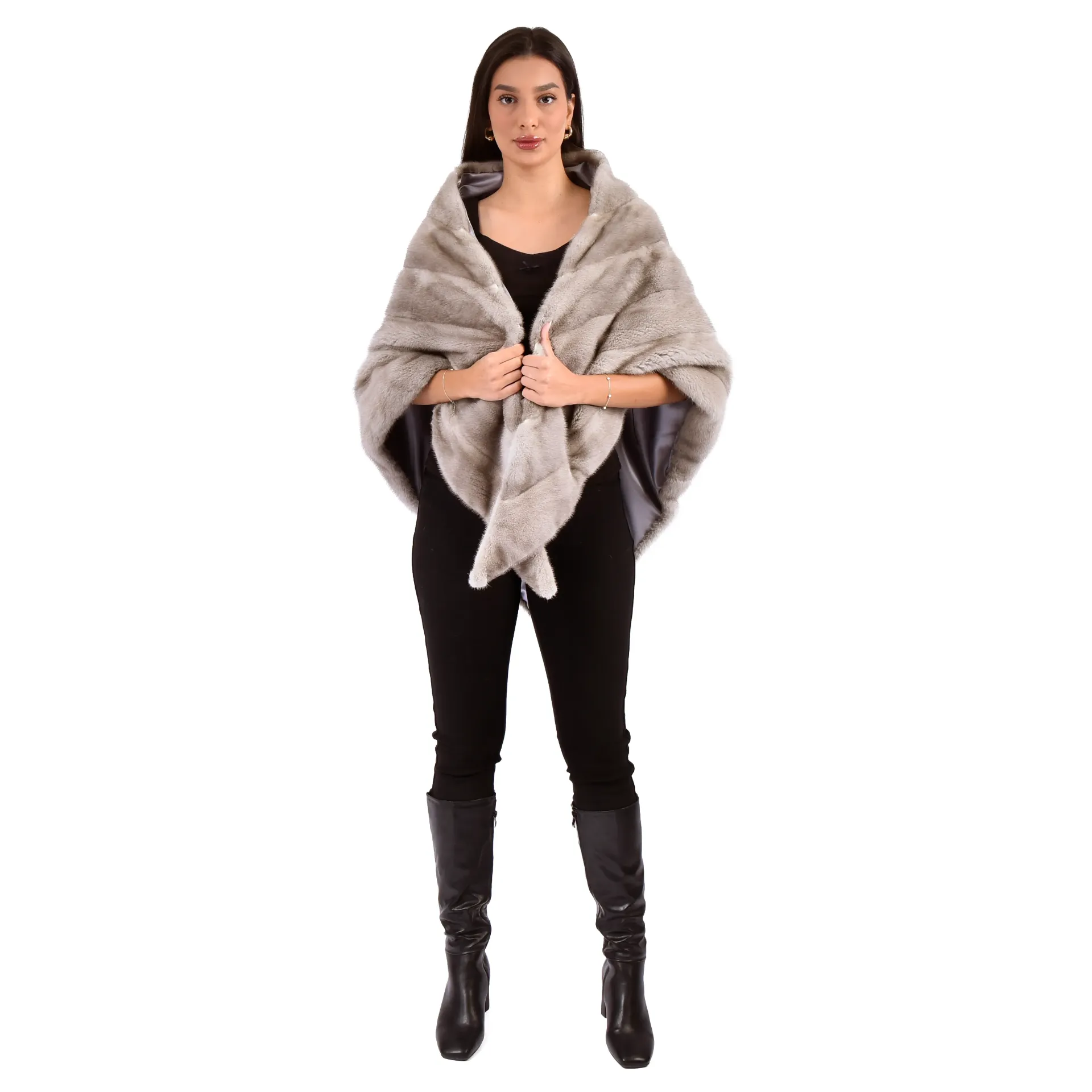 Triangle Cape With Mink Fur