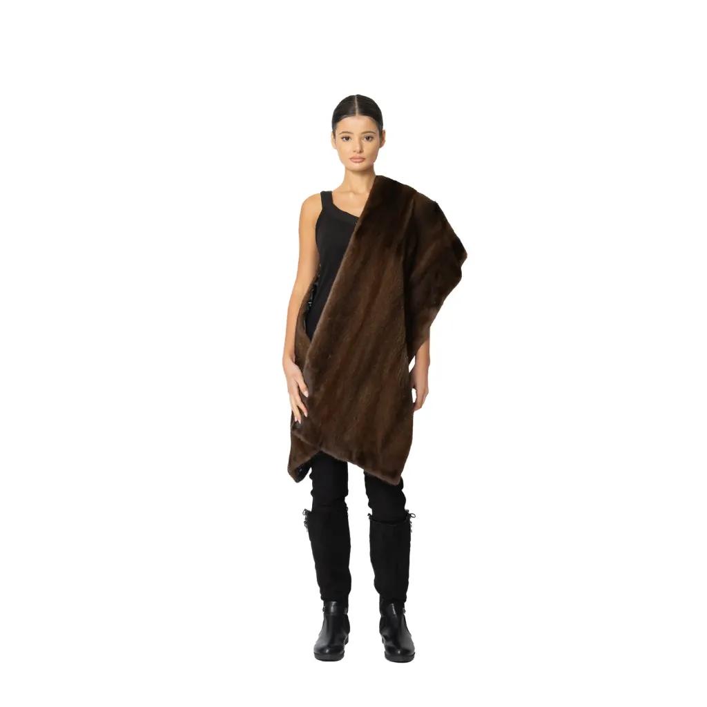 [700615] Scarft With Mink Fur 40cm-180cm (BROWN MINK)