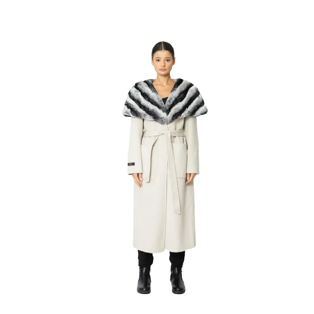 Cashmere with Wool and Rex Rabbit Fur - Cape Style 115cm