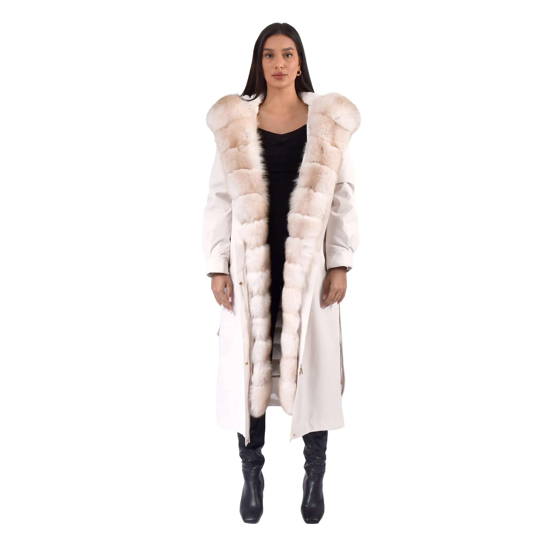 Raincoat Jacket With Fox and Rex Rabbit Fur 120cm