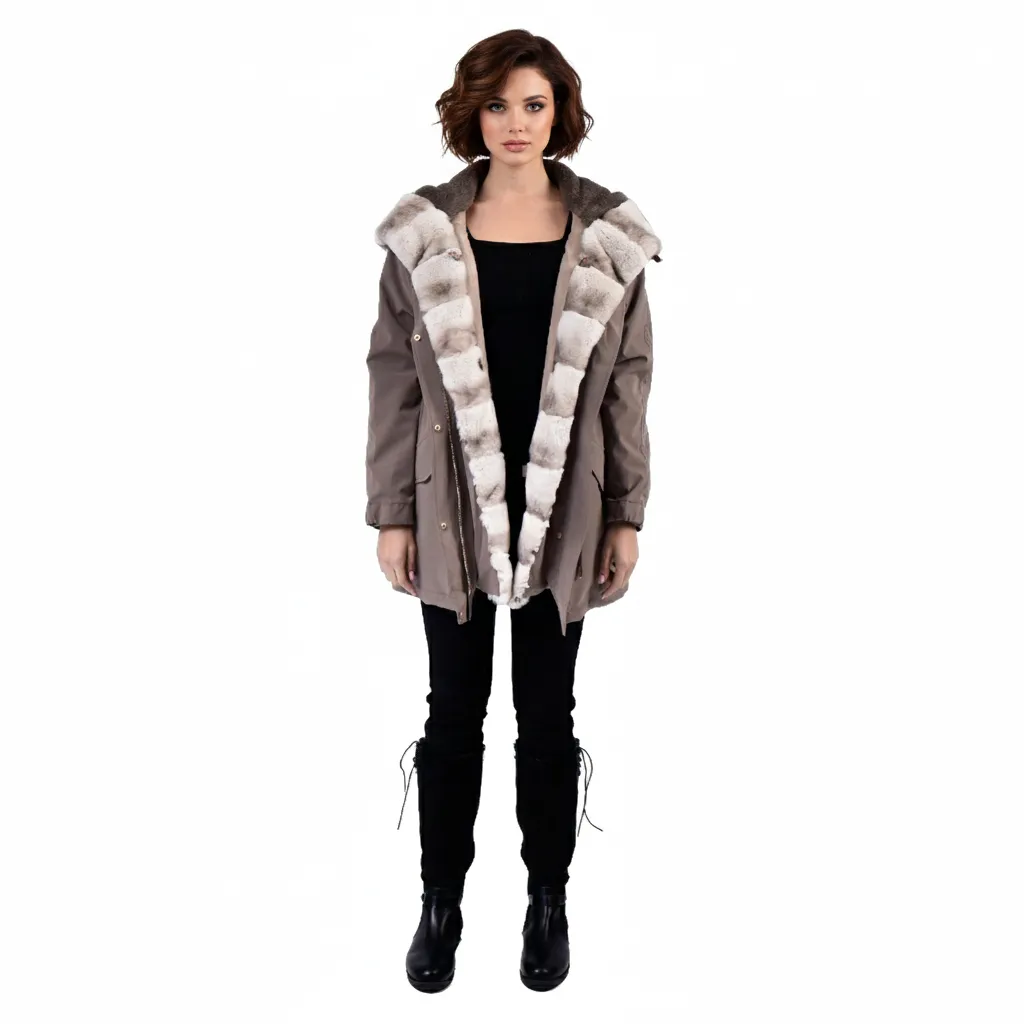 Raincoat Jacket with Rex Rabbit Fur - 80cm