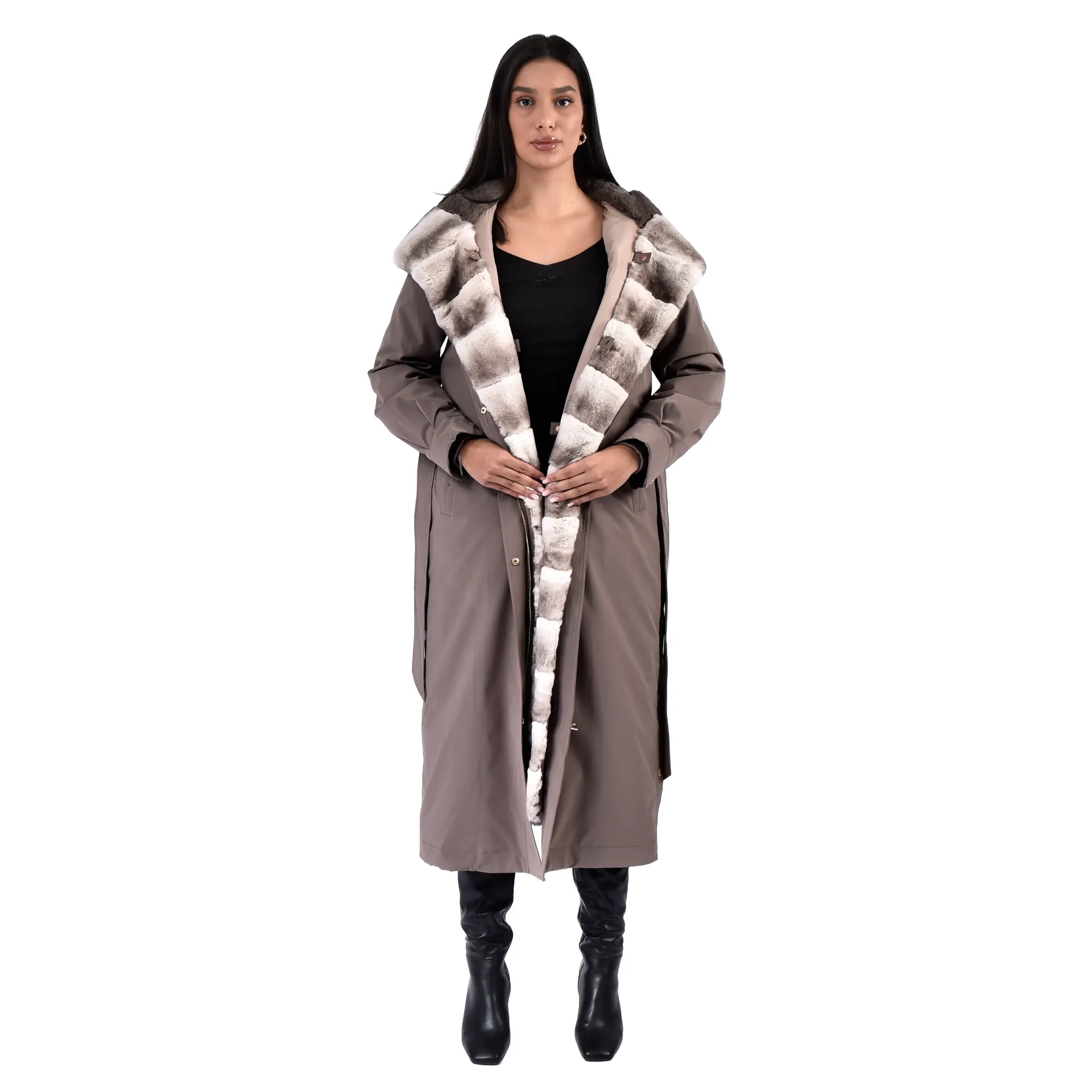 Raincoat Jacket with Rex Rabbit Fur - 120cm