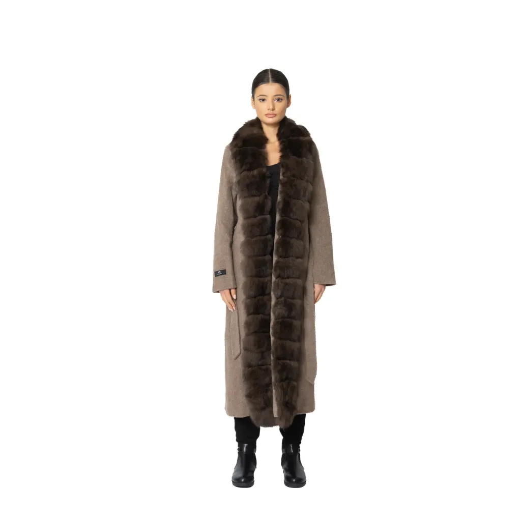 Cashmere with Wool and Fox Fur Straight Line 115cm