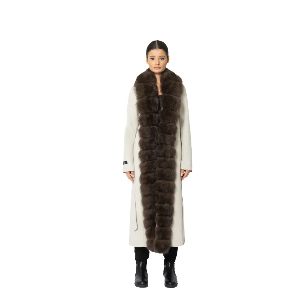Cashmere with Wool and Fox Fur Straight Line 115cm