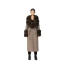Cashmere with Wool and Fox Fur Collar Fox Fur 115cm