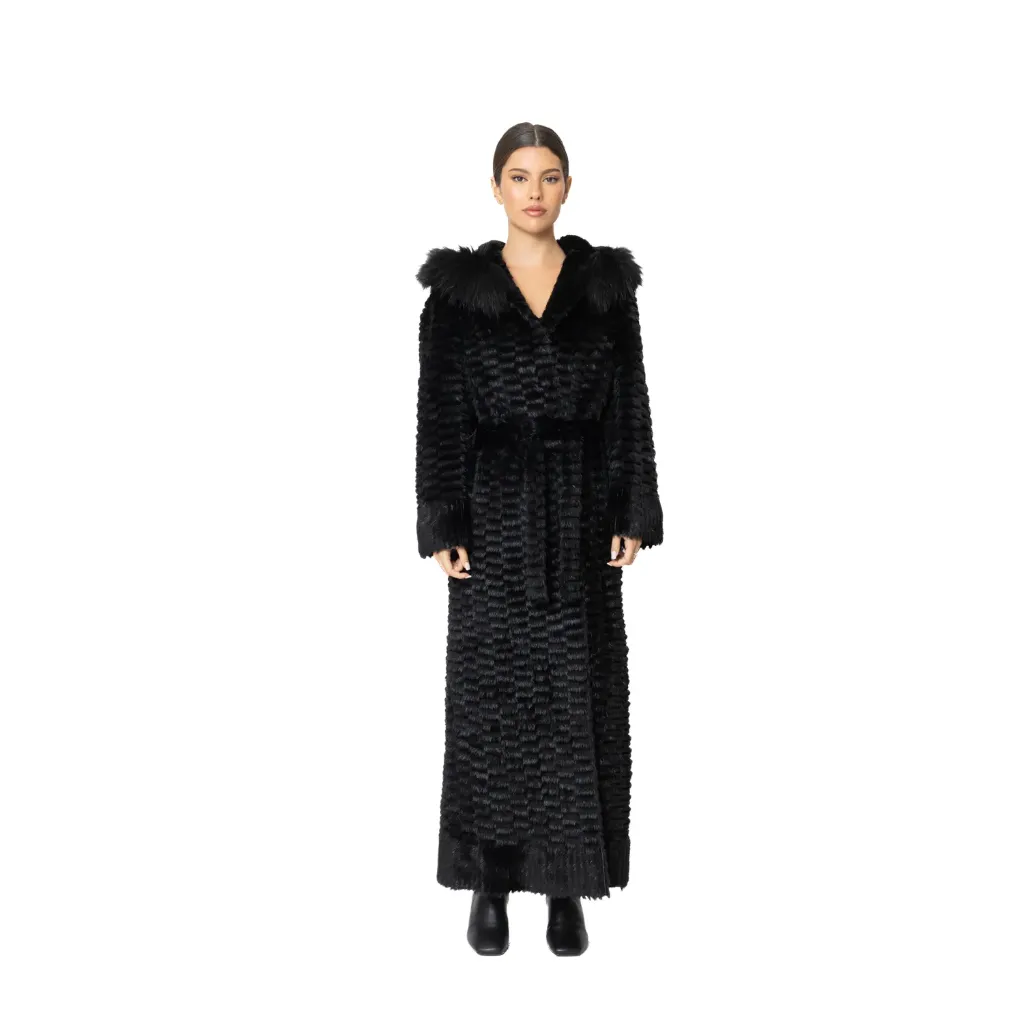 Jacket Hood with Mink, Fox and Rex Rabbit Fur 135cm- 5477-B