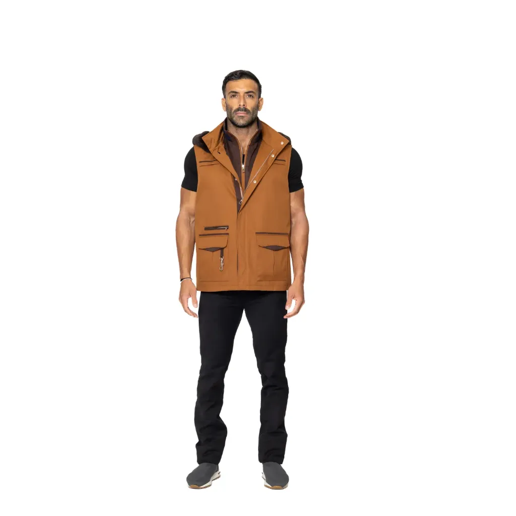 Raincoat Vest with Cotton Lining & Hoodie Rabbit Fur - 028