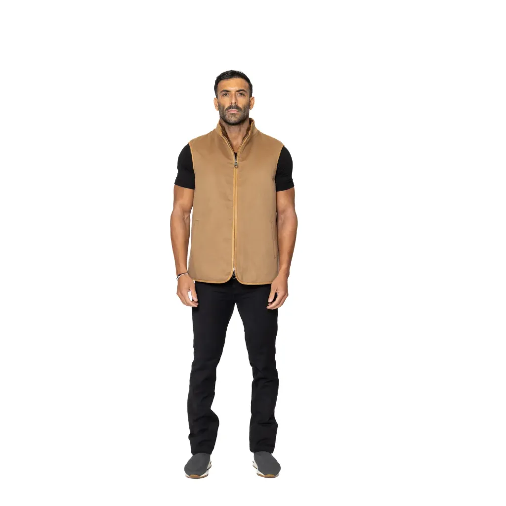 [500521] Vest Cashmere with Lining And Mink Fur Double Face - 0121 (BEIGE-VMINK, M)