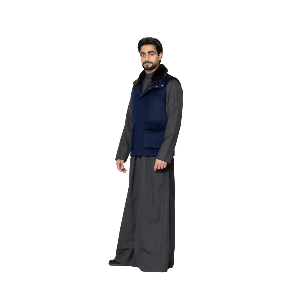 Vest Cashmere And Wool With Rabbit Fur - A - 004