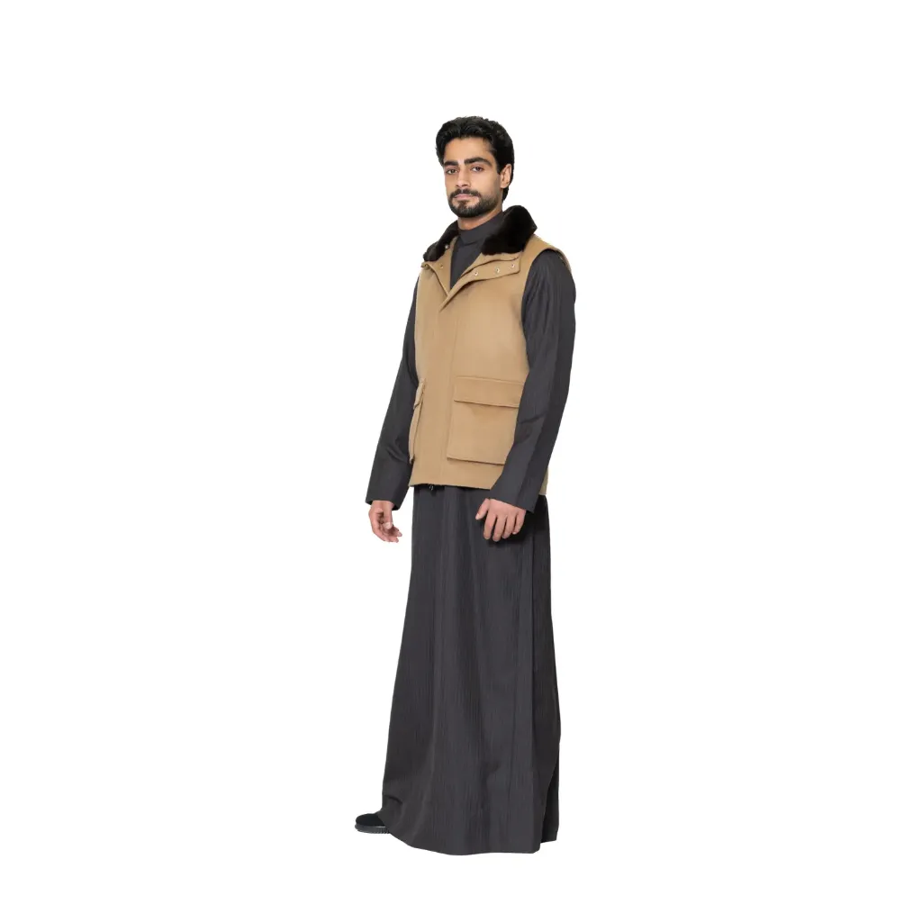 Vest Cashmere And Wool With Rabbit Fur - A - 004